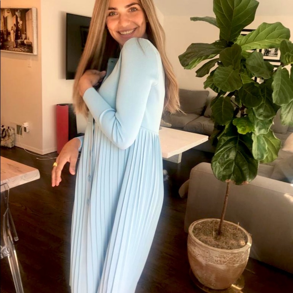 Women’s light blue pleated dress